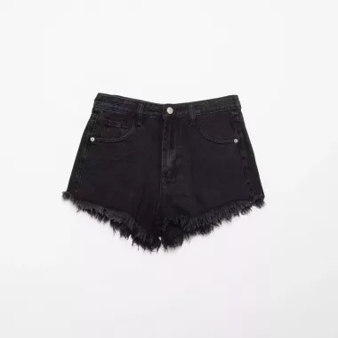 Shorts Denim Negro Desflecado