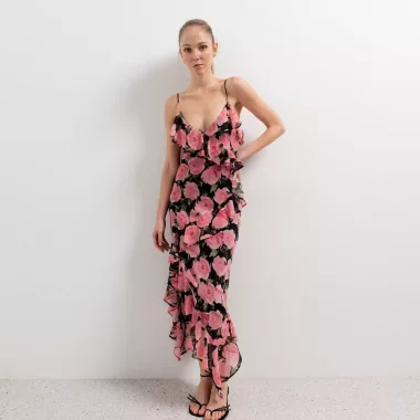 Vestido Estampado Volantes