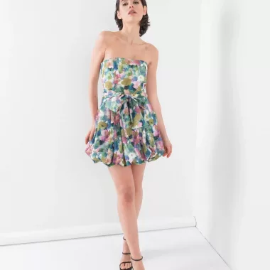 Vestido Tafeta Flores