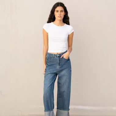 Jeans Turn Up Wide Leg