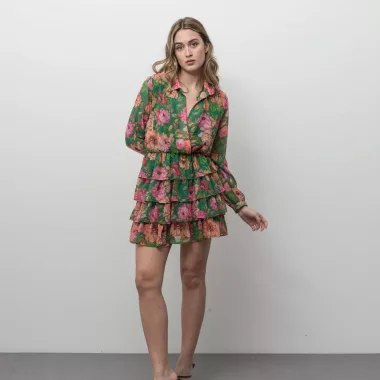 Vestido Estampado Volantes
