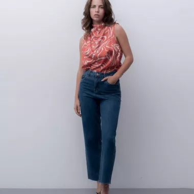 Blusa Estampada Satinada
