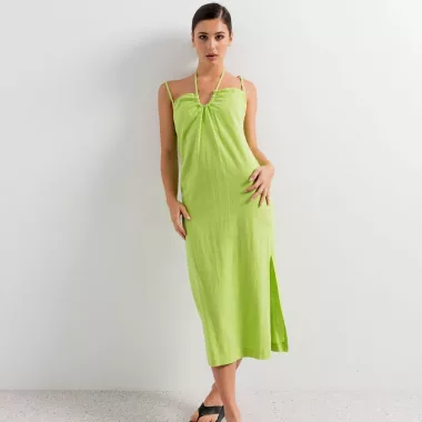 Vestido Midi Con Lino
