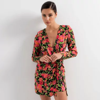 Vestido Drapeado Estampado