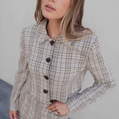 Chaqueta Cropped Cuadros