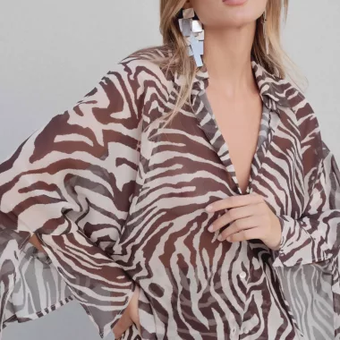 Camisa Semitransparente Estampada