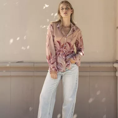 Camisa Estampada Semitransparente