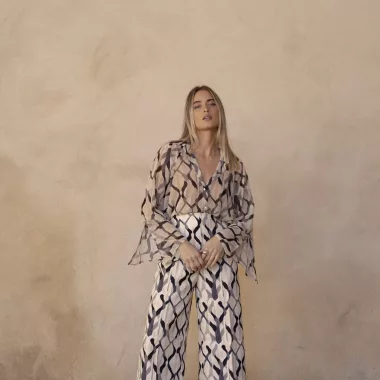 Camisa Estampada Semitransparente