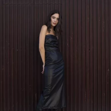 Vestido Midi Efecto Piel