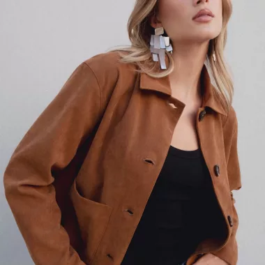 Chaqueta Corta Efecto Ante