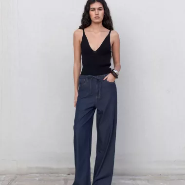 Pantalon Fluido Efecto Denim